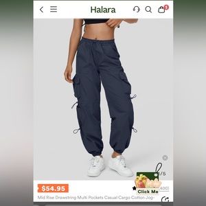 HALARA Mid Rise Drawstring Multi Pockets Casual Cargo